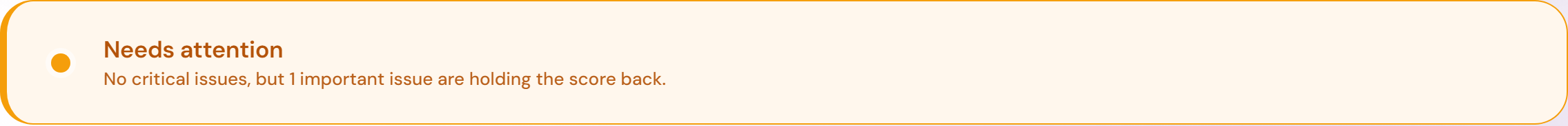Health Signal banner showing a site health verdict